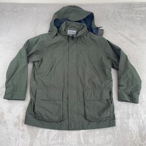 Eddie Bauer WeatherEdge Jacket Men Large Olive Green Removable Hood Full Zip